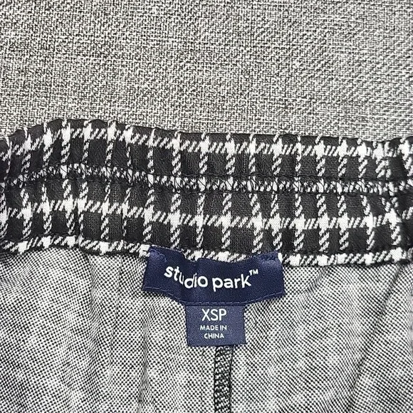 Studio Park Courtney Khondabi Pants Petite X-Small Sz Black Check Print Pockets - Picture 8 of 11